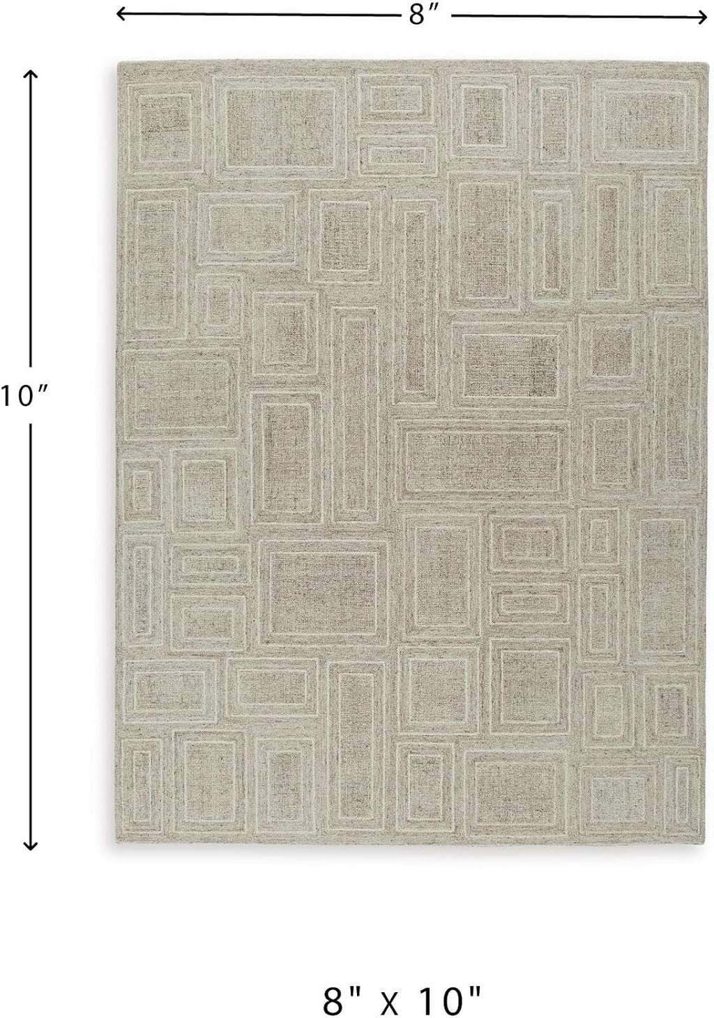 Signature Design by Ashley 8x10 Area Rug, Gray Ivory Wool Tufted Rug | Contemporary geometric style for bedrooms, By Ashley Furniture, Polyester 80% | Wool 20% tufted blend, Brickburgh Series