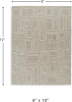 Signature Design by Ashley 8x10 Area Rug, Gray Ivory Wool Tufted Rug | Contemporary geometric style for bedrooms, By Ashley Furniture, Polyester 80% | Wool 20% tufted blend, Brickburgh Series