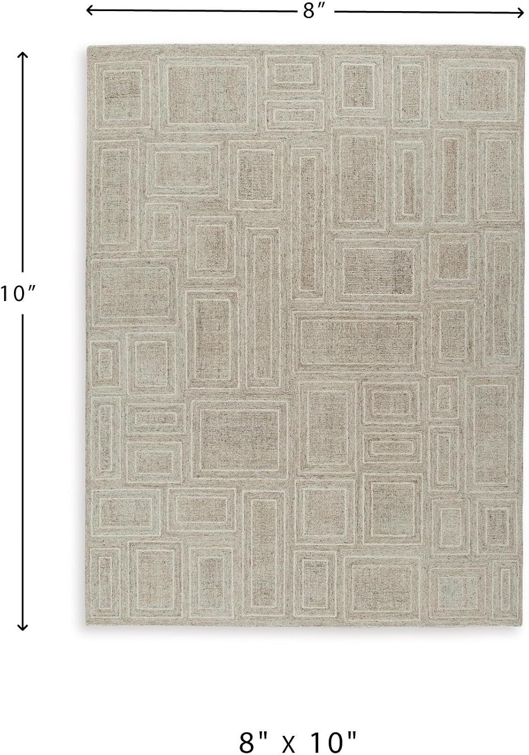 Signature Design by Ashley 8x10 Area Rug, Gray Ivory Wool Tufted Rug | Contemporary geometric style for bedrooms, By Ashley Furniture, Polyester 80% | Wool 20% tufted blend, Brickburgh Series