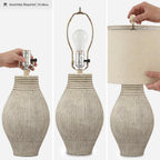 Signature Design by Ashley Layal 29" Table Lamp, Living Room, Beige | Textured paper composite base with 16-inch modified drum shade, 3-way switch for side accents, Stable 10-lb base