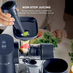 Ninja NeverClog Cold Press Juicer, 24oz Jug, 36oz Pulp, Navy, JC151NV | 150W high-torque auger juices fibrous fruits & veggies. Total Pulp Control, 2 one-touch programs. Dishwasher safe.