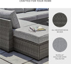 Signature Design by Ashley Petal Road 4-Piece Outdoor Patio Furniture Set, Modular Loveseat Sectional with Storage Table, Rust-Free Aluminum and Resin Wicker, Ideal for Backyard Seating, Gray