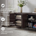 Signature Design by Ashley Accent Cabinet, 72" Dark Brown Credenza, Veeda | Premium oak veneer construction, 72-inch TV stand, Media console with cord management, Contemporary 4-door sideboard