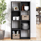 Signature Design by Ashley 8 Cube Storage Organizer, Black Bookcase | Engineered wood and decorative laminate, Dual-position vertical or horizontal setup, Fits 10.5-inch bins, Langdrew Series
