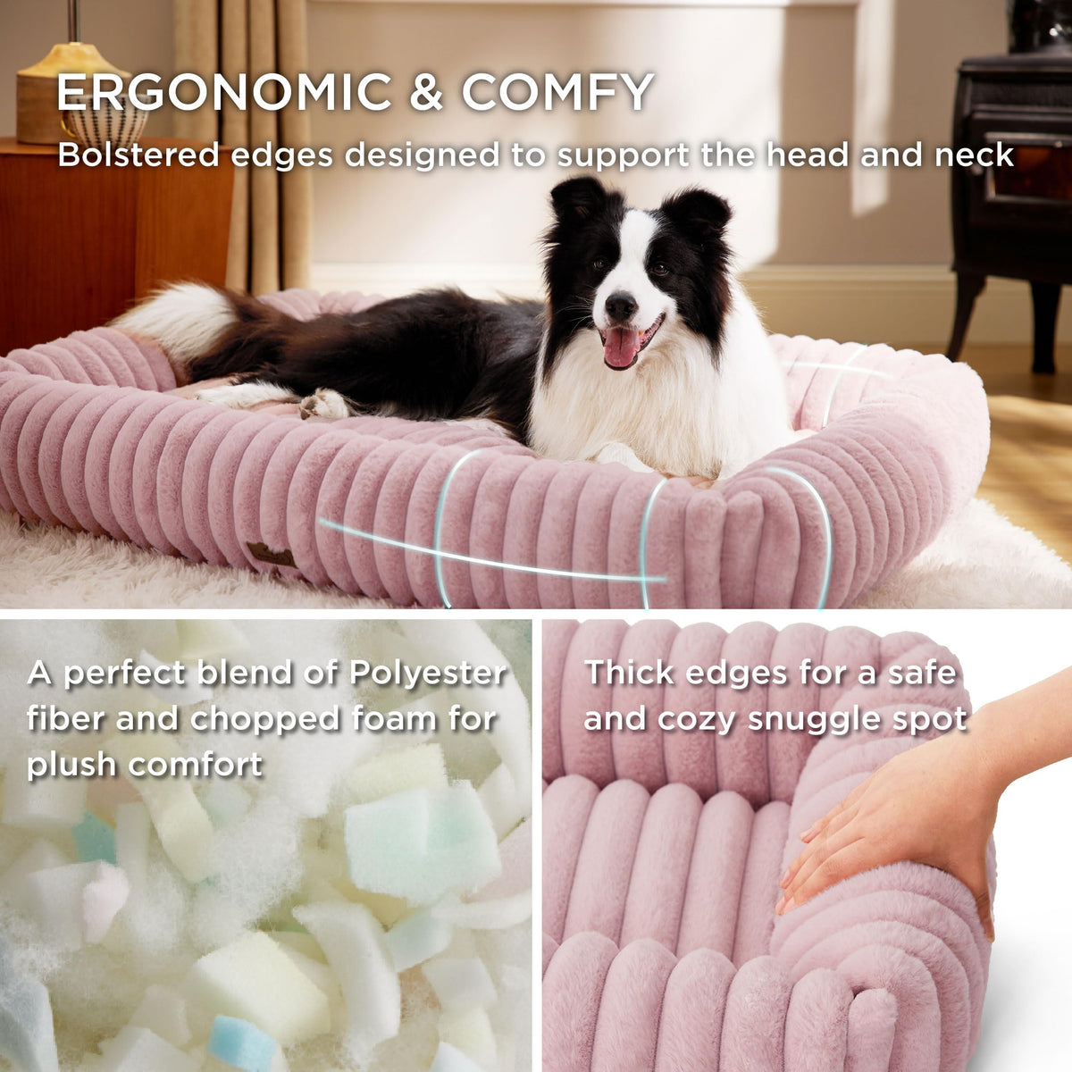 Bedsure ComfyFleece® Cute Dog Beds Large Sized Dog Washable，36in Cream