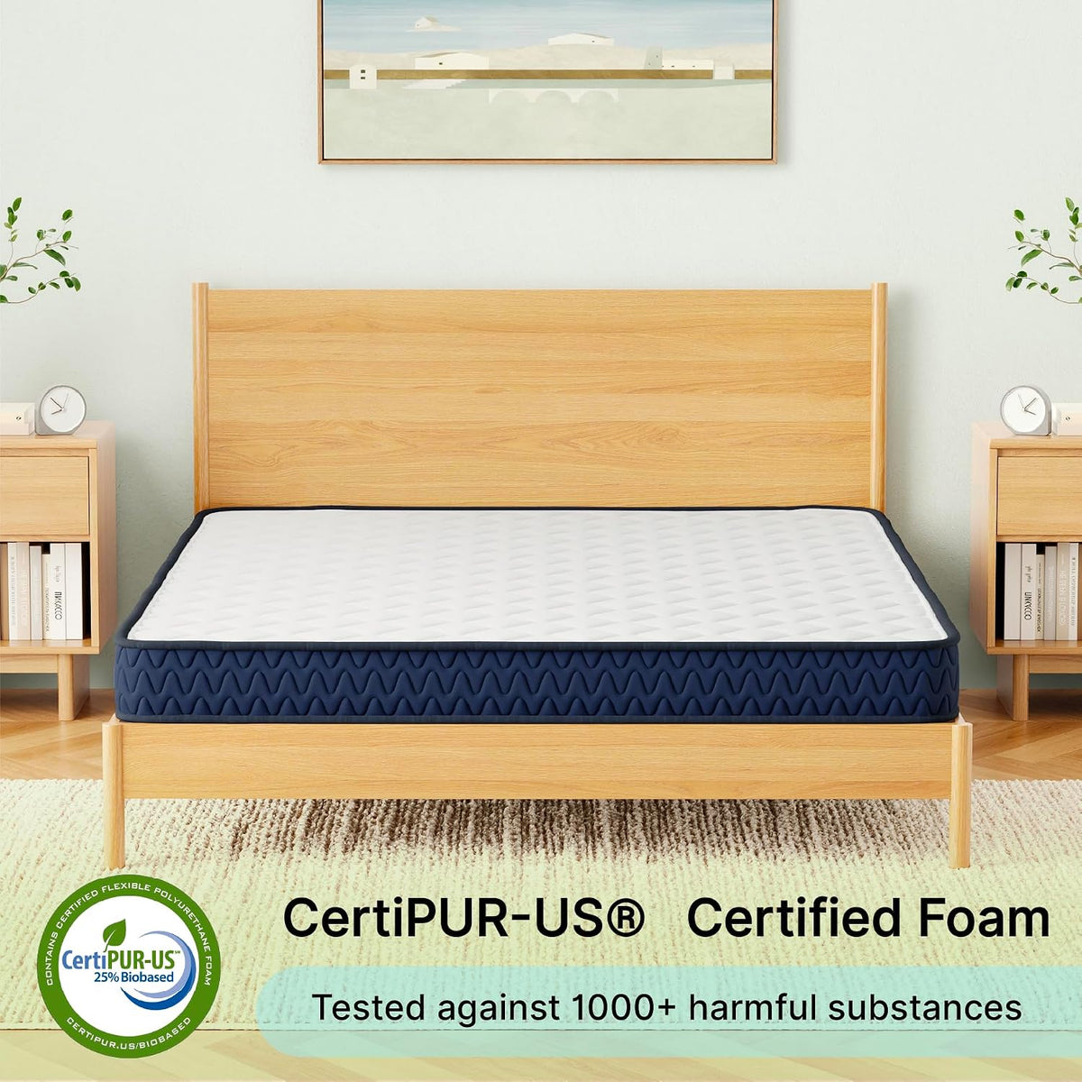 Signature Design by Ashley Memory Foam Mattress, 6-Inch Medium Firm Queen | 3-layer construction, Base and super soft foams, 4-way stretch knit cover, Space saving