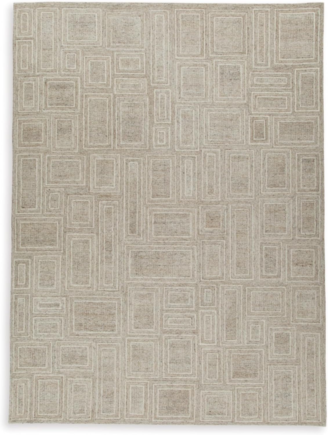 Signature Design by Ashley Geometric Area Rug, Modern Hand-Tufted 10x14 | 80% polyester and 20% wool, 0.63-inch thick pile, Cotton backing, Living room use, 115 lbs weight, Brickburgh Series