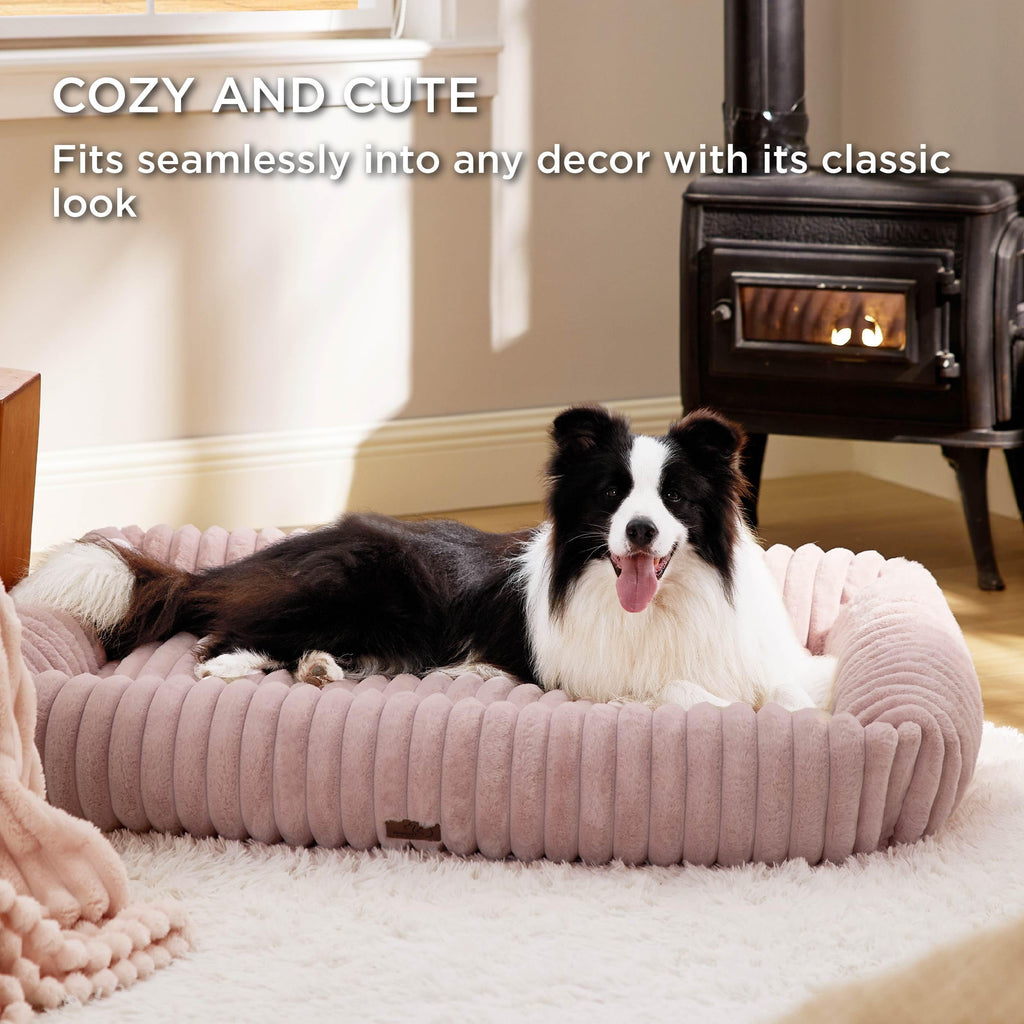 Bedsure ComfyFleece® Cute Dog Beds Large Sized Dog Washable，36in Cream