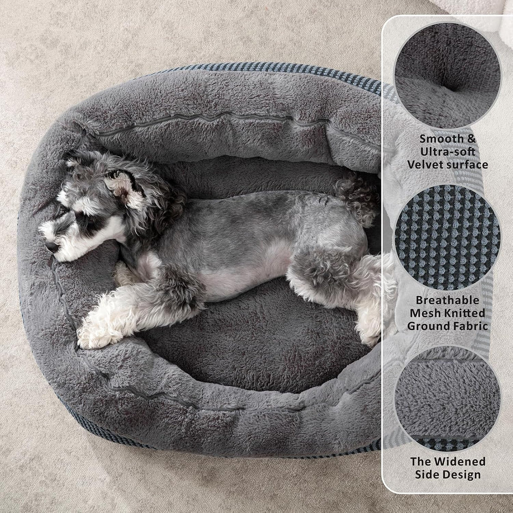 INVENHO Medium Dog Beds for Medium Dogs Washable, Rectangle Dog Bed Medium Size Dog, Orthopedic Dog Bed, Warming Soft Calming Sleeping Puppy Bed Durable Pet Bed with Anti-Slip Bottom M(30"x24"x9")