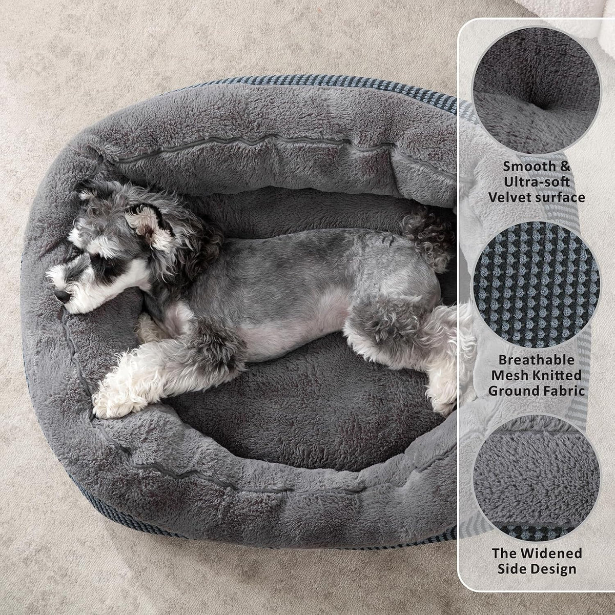 INVENHO Medium Dog Beds for Medium Dogs Washable, Rectangle Dog Bed Medium Size Dog, Orthopedic Dog Bed, Warming Soft Calming Sleeping Puppy Bed Durable Pet Bed with Anti-Slip Bottom M(30"x24"x9")