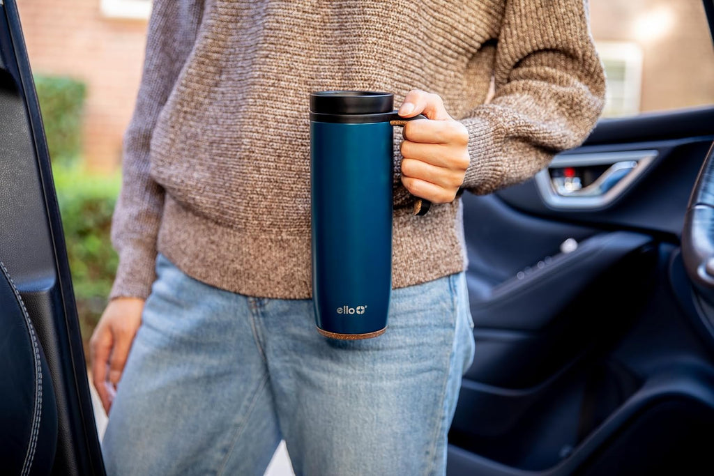Ello Magnet 18oz Insulated Stainless Steel Travel Mug with Handle, Poseidon