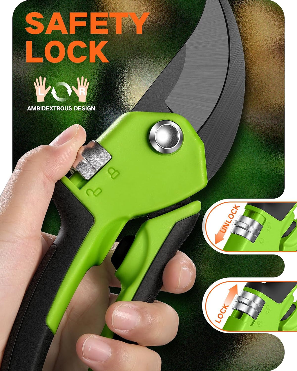 Bypass Secateurs for Small Hands with Continuously Adjustable Grip