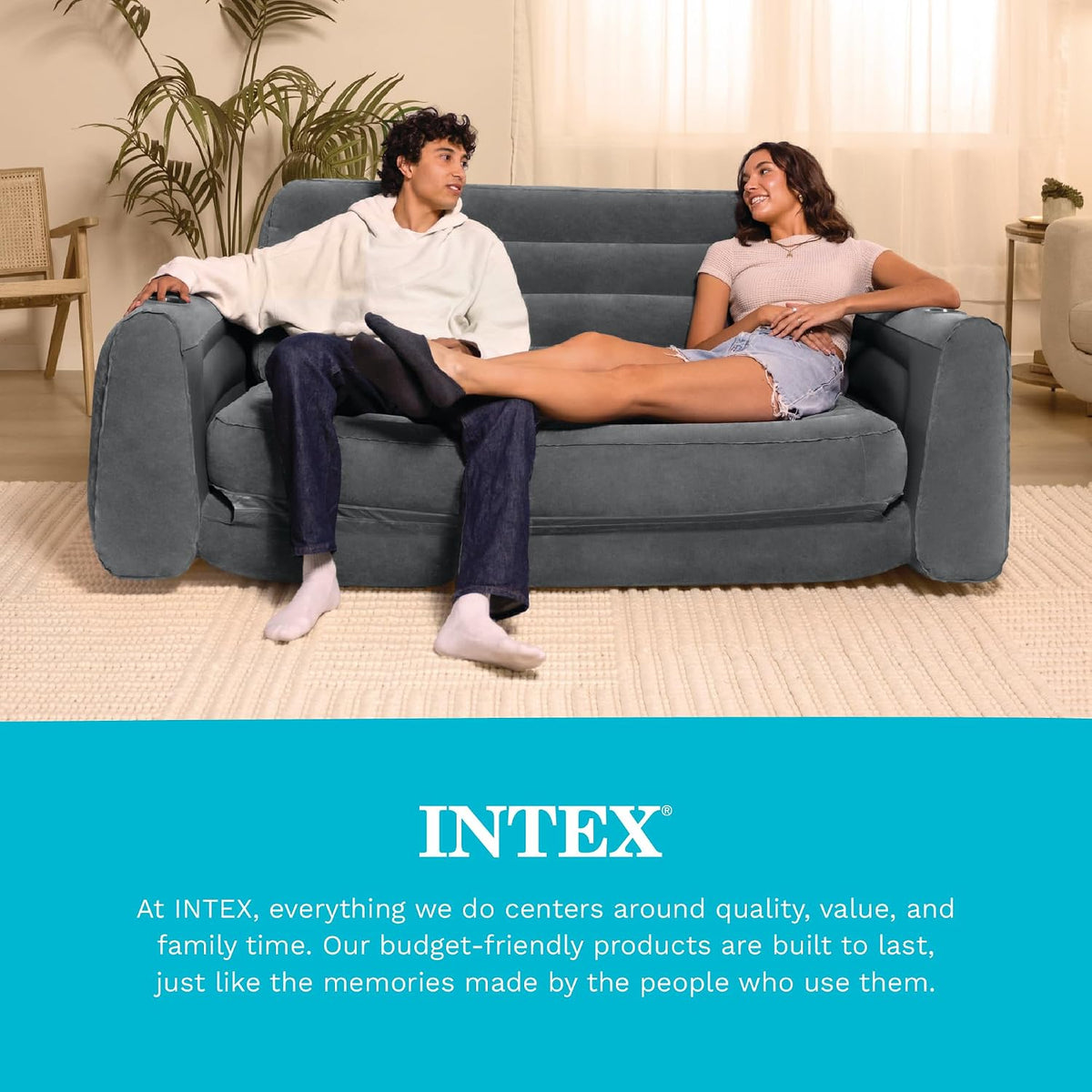 Intex Inflatable Pull-Out Sofa Convertible Queen Size Air Mattress