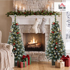 HOMCOM 4ft Pre-Lit Slim Artificial Christmas Tree Set of 2, 100 LED Lights