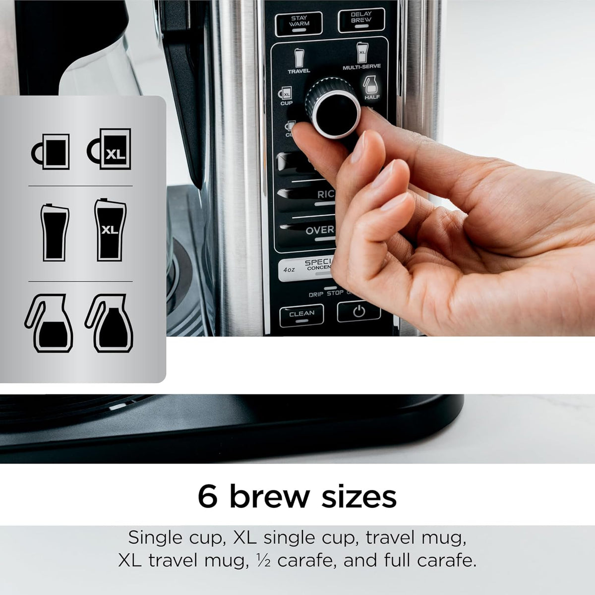 Ninja Coffee Maker, 10-Cup Carafe, Fold-Away Frother, Black, CM401 | Permanent Filter & Removable, Dishwasher Safe Reservoir, 6 Brew Styles, 8 Cup to Travel Mug to Pot Sizes