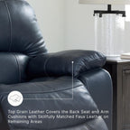Signature Design by Ashley Leather Power Rocker Recliner Chair, Ocean Blue