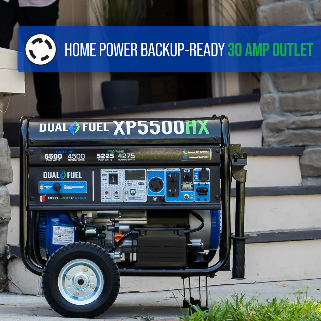 DuroMax XP13000HX 13,000-Watt Dual Fuel Portable Generator - Gas & Propane, Electric Start, Whole Home Power Backup, Transfer Switch Ready, RV & Emergency Ready
