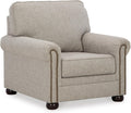 Signature Design by Ashley Gaelon Accent Chair, Dune Beige Chenille Fabric | Soft textured herringbone pattern, Sag-resistant platform foundation for even support, Traditional nailhead trim