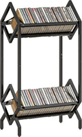 HOMCOM 50 CD Storage Rack 2-Tier Metal CD/DVD Rack Space-Saving Black