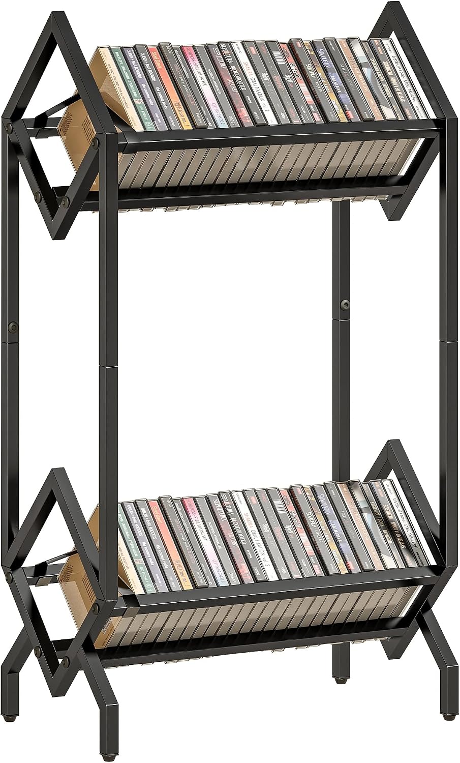 HOMCOM 50 CD Storage Rack 2-Tier Metal CD/DVD Rack Space-Saving Black