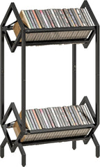HOMCOM 50 CD Storage Rack 2-Tier Metal CD/DVD Rack Space-Saving Black