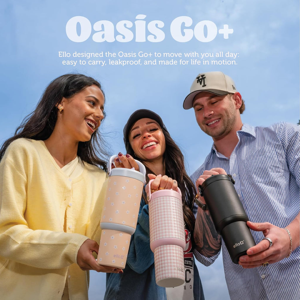 Ello Oasis Go+ 26oz Insulated Stainless Steel Tumbler with Straw, Horizon