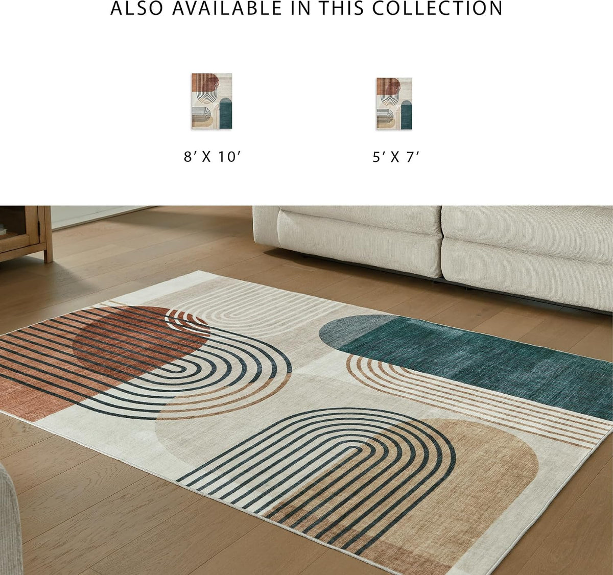 Signature Design by Ashley Washable Area Rug, Mid Century Modern 8x10 | Area rugs for living room, Mid-century modern arch pattern, Ultra-soft polyester faux fur, 5 mm low pile, Farrendale Series
