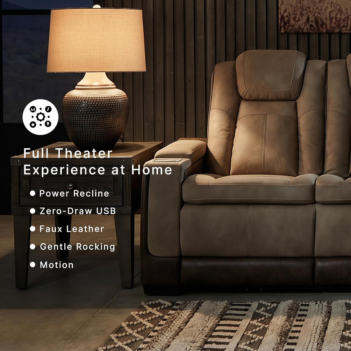 Signature Design by Ashley Next-Gen DuraPella Power Reclining Sofa, Sand | Zero gravity reclining couch, Water-repellent polyester and PU faux leather, Living room use, Medium plush foam