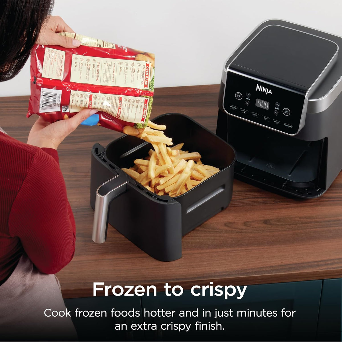 Ninja Air Fryer XL with MaxCrisp, 6.5 Qt, 6-in-1, Grey, AF181 | Max crisp, air fry, roast, bake, reheat, dehydrate, 1750W, 450F max, Fits 9 lbs wings