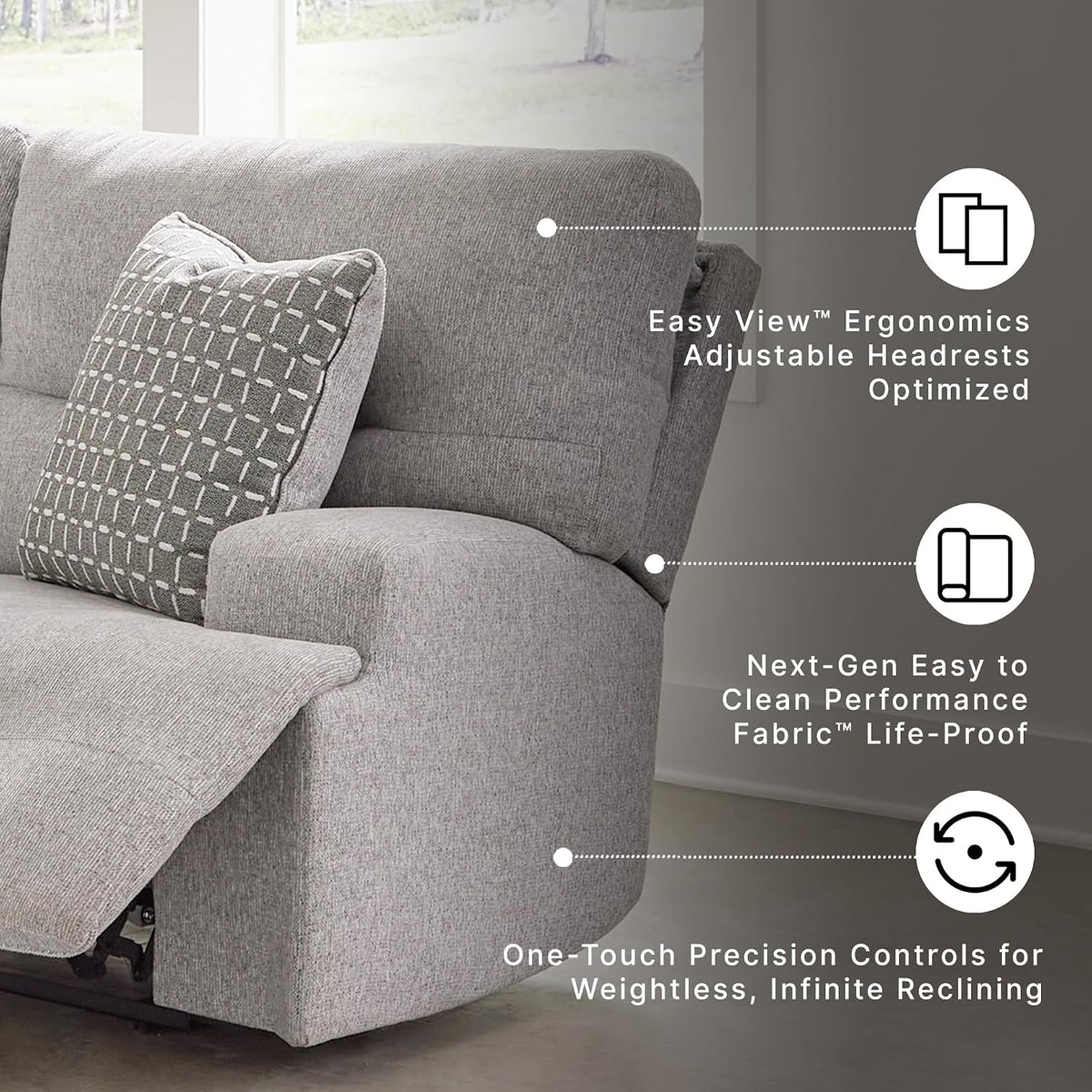 Signature Design by Ashley 3-Piece Modular Power Reclining Sectional | L-shape zero-gravity recline, Stain-resistant Next-Gen Nuvella fabric, Fits 36-inch doorway, Acklen Place Series