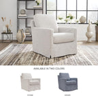 Signature Design by Ashley Nenana Swivel Glider Accent Chair, Stone Beige | Next-Gen Nuvella fabric, Machine-washable covers, 360-degree metal swivel base with gentle gliding motion
