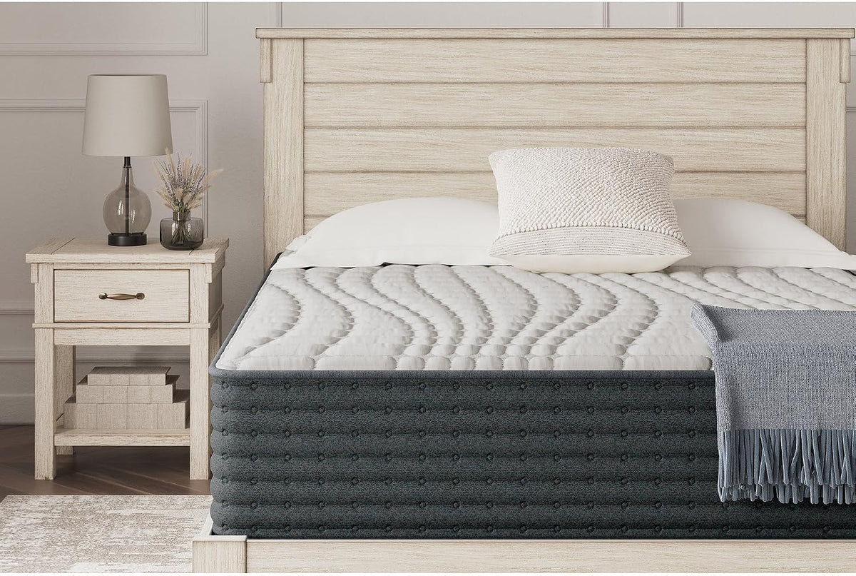 Signature Design by Ashley Hybrid 1300 13 Inch Plush Gel Memory Foam Mattress with Edge Support for Pressure Relief, Queen, Fiberglass-Free, Mattress in A Box