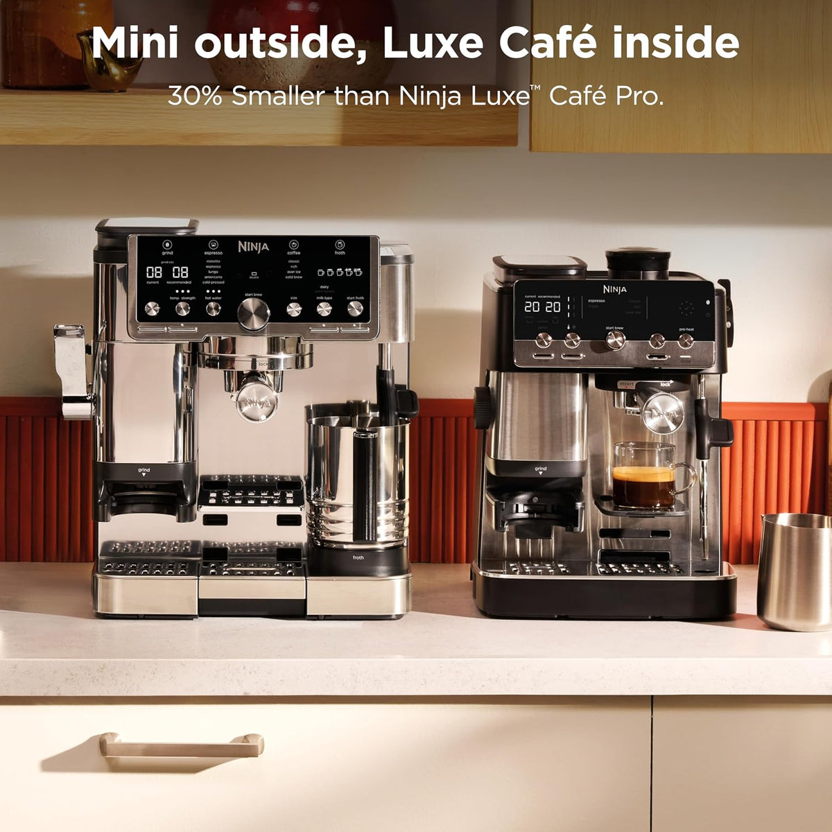 Ninja Luxe Café Mini, Espresso Machine & Drip Coffee, Stainless, ES301 | Built-in Burr Grinder, Precision Scale & Manual Steam Wand, Lattes, Cappuccinos & More