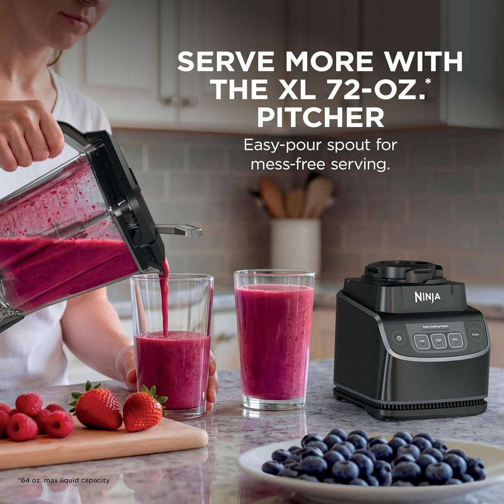 Ninja UltraCrush Professional Blender, 1000W, 72oz Pitcher, 3 Speeds, BP201 | 1000W Total Crushing blades power through ice & fruit. XL 72-oz pitcher, 3 manual speeds plus pulse. Dishwasher safe.