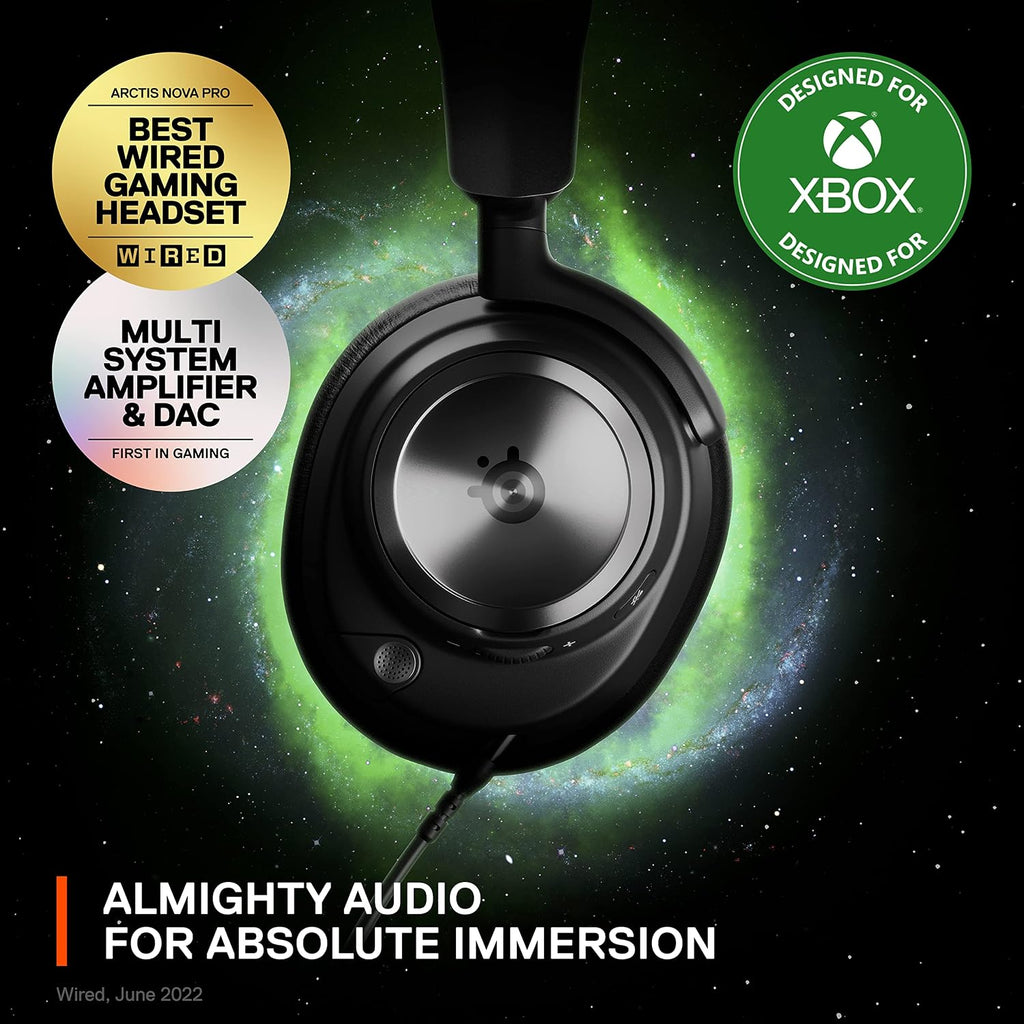 SteelSeries Arctis Nova Pro for Xbox - Multi-System Gaming Headset (Xbox, PC, Switch & More) - Premium Hi-Fi Drivers - Hi-Res Certified GameDAC Gen2 - 360° Spatial Audio - Retractable Mic
