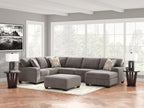 Signature Design by Ashley Oversized Accent Ottoman, Square Gray, Revenna | Greystone 100% polyester chenille, Faux wood finish legs, Firmly cushioned, No internal storage, Engineered wood frame