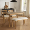 4-Piece Farmhouse Dining Set, Wooden Dining Table with 2 Chairs, Bench Seat