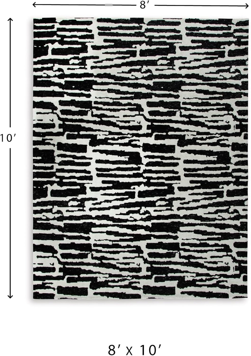 Signature Design by Ashley Bramshaw Area Rug, 8x10, Black and Ivory | Plush 9 mm medium-pile polyester, Protective woven cotton backing, Contemporary high-contrast pattern