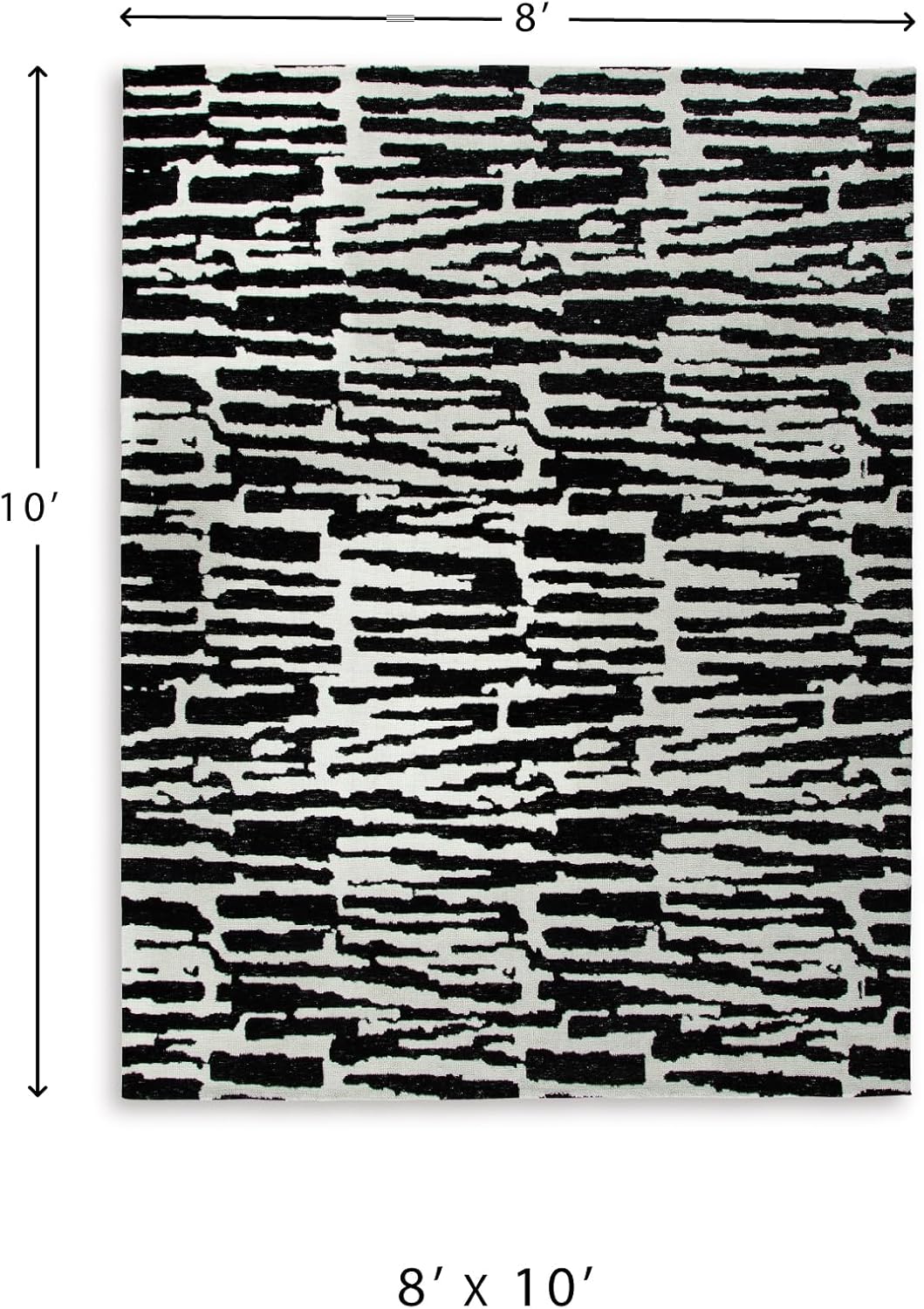 Signature Design by Ashley Bramshaw Area Rug, 8x10, Black and Ivory | Plush 9 mm medium-pile polyester, Protective woven cotton backing, Contemporary high-contrast pattern