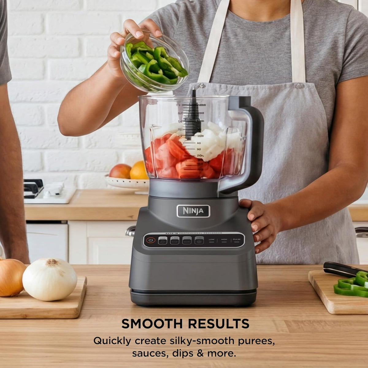 Ninja Professional Plus Food Processor, 1000PW, 9-Cup, Grey, BN601 | Auto-iQ presets chop, slice, puree & mix dough. 9-cup bowl, 3 blades, feed chute & pusher. Dishwasher-safe parts.