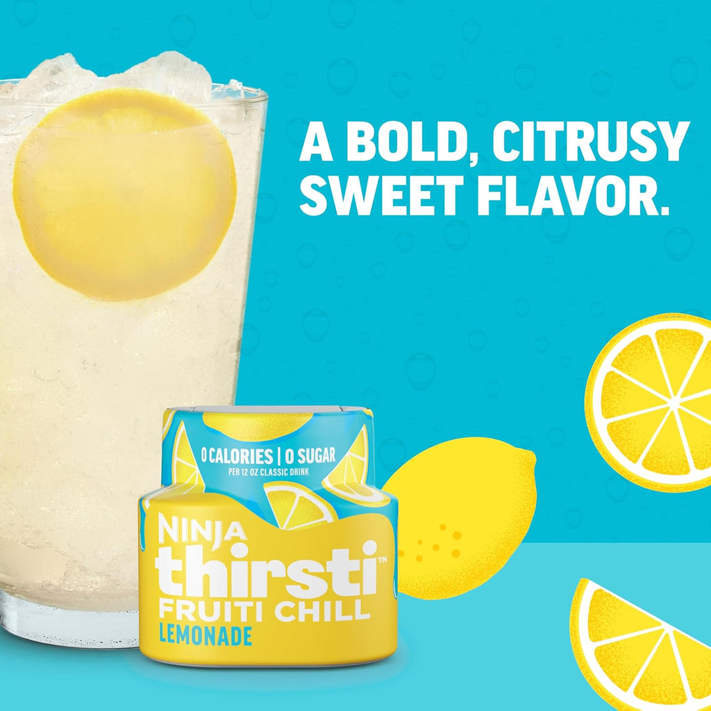Ninja Thirsti Flavored Water Drops, Fruiti Chill Lemonade, Zero Calories | Zero Sugar, 12oz drinks, 3 Pack, Compatible with All Ninja Thirsti Drink Systems - WC1000, WC2000 & WC3000 Series, WCFLMNDAM