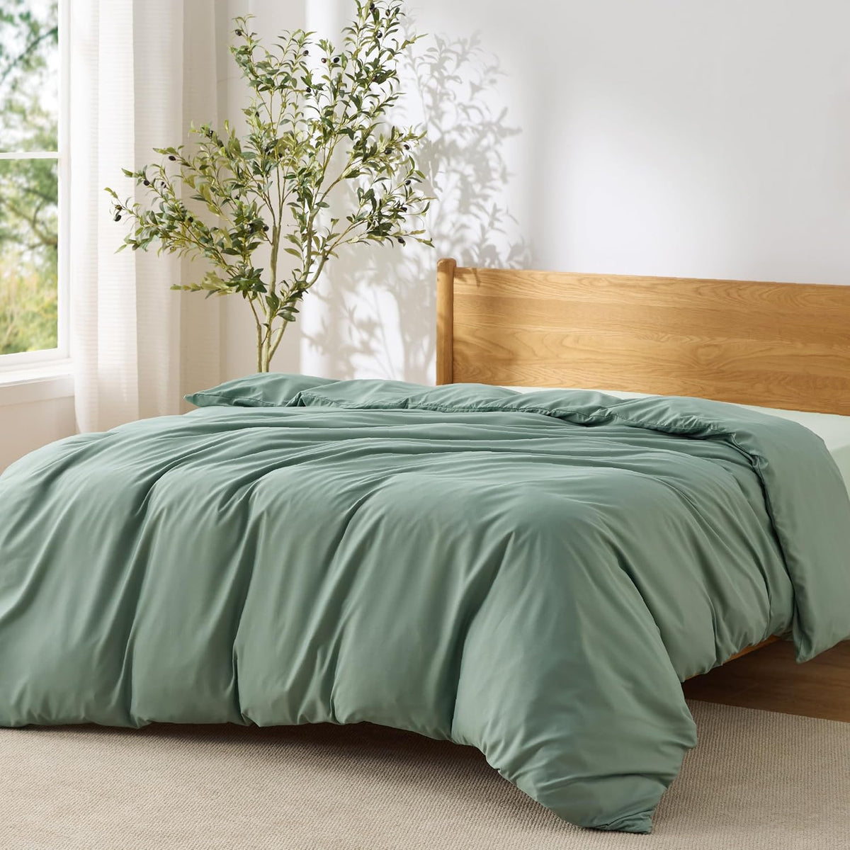 Bedsure Duvet Cover Queen Size, 3Pcs Soft Double Brushed Bedding Set, White