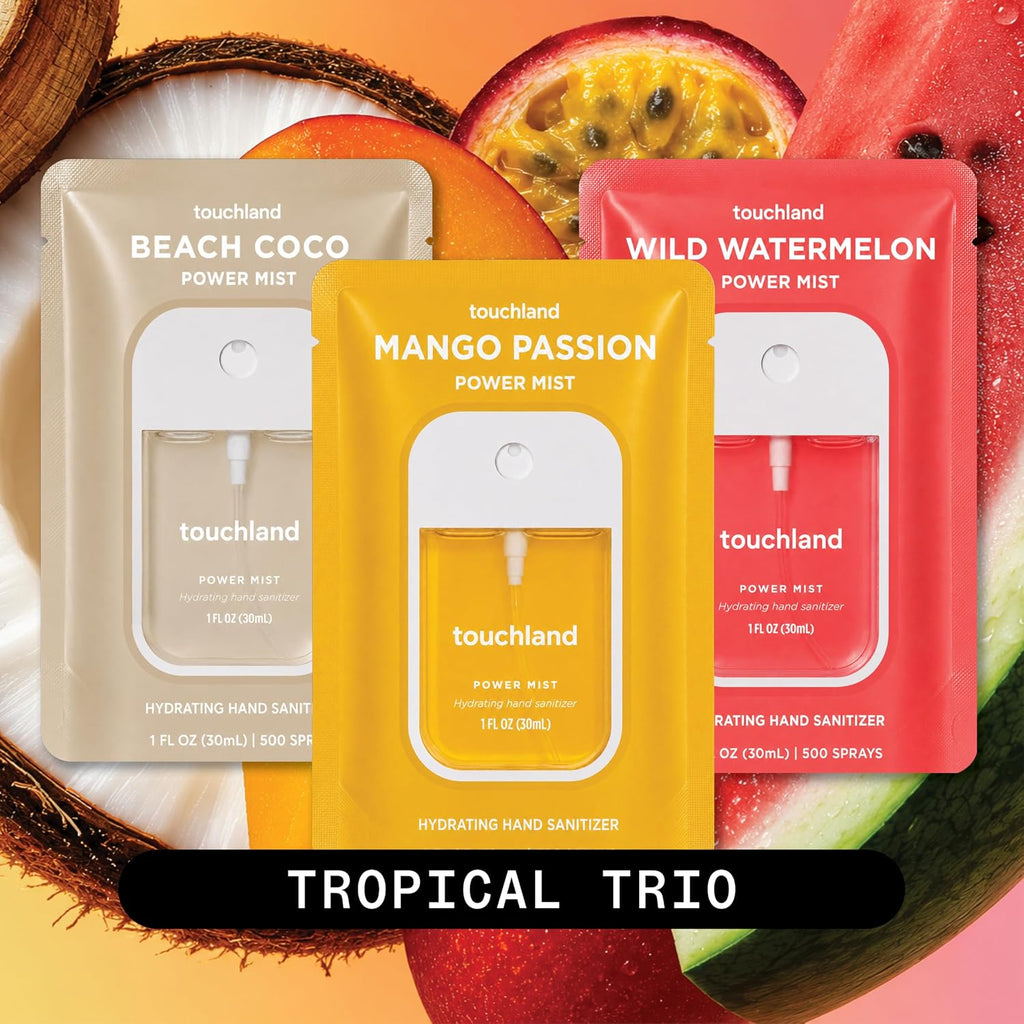 Touchland Tropical Trio Hydrating Hand Sanitizer Spray Set Travel Size