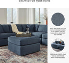 Signature Design by Ashley Modmax Oversized Square Accent Ottoman, Ink Blue | Stain-resistant Next-Gen Nuvella performance fabric, 32 in square footprint, Fits modular sectionals, No assembly required