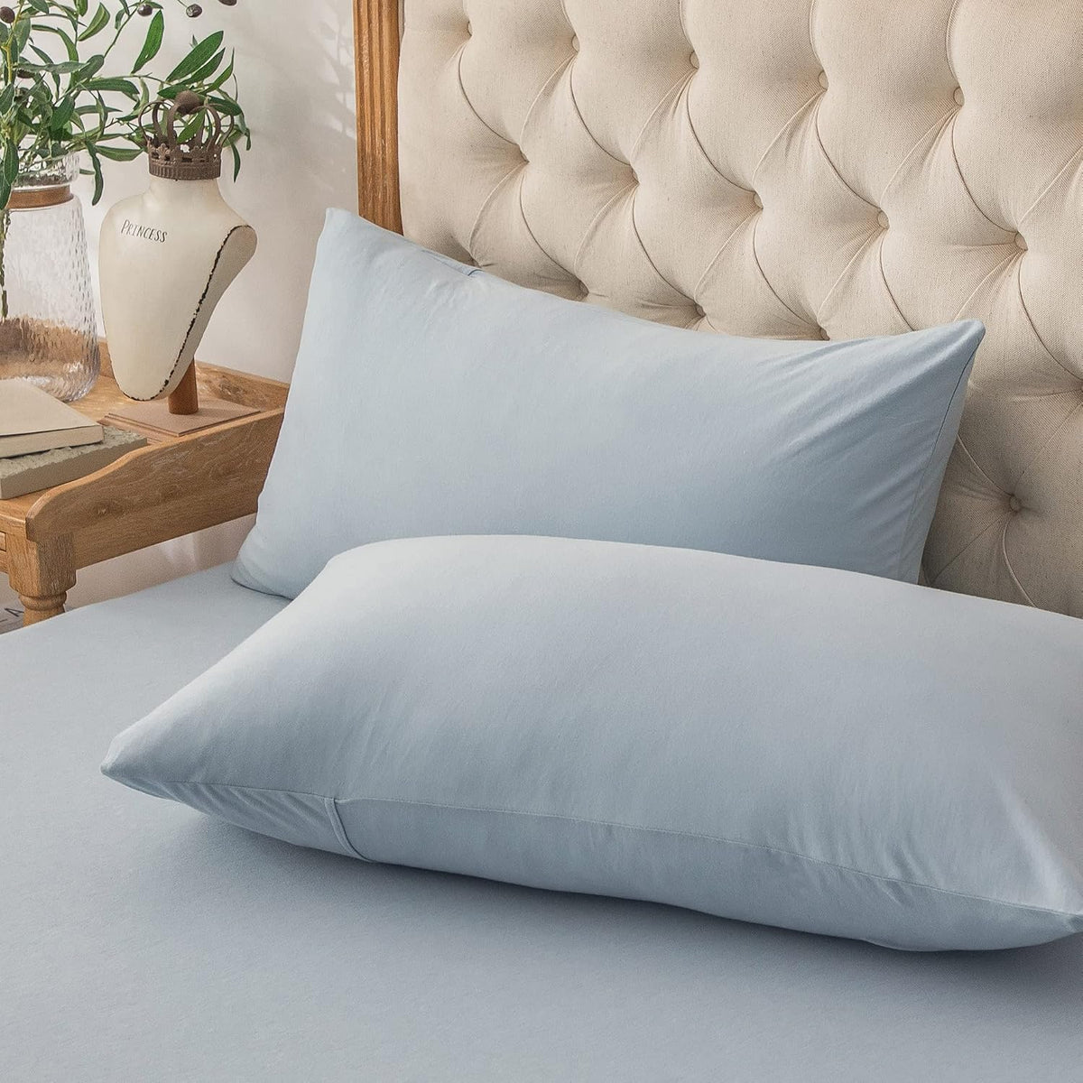 PURE ERA Jersey Knit Pillow Cases Solid Sage Green Standard