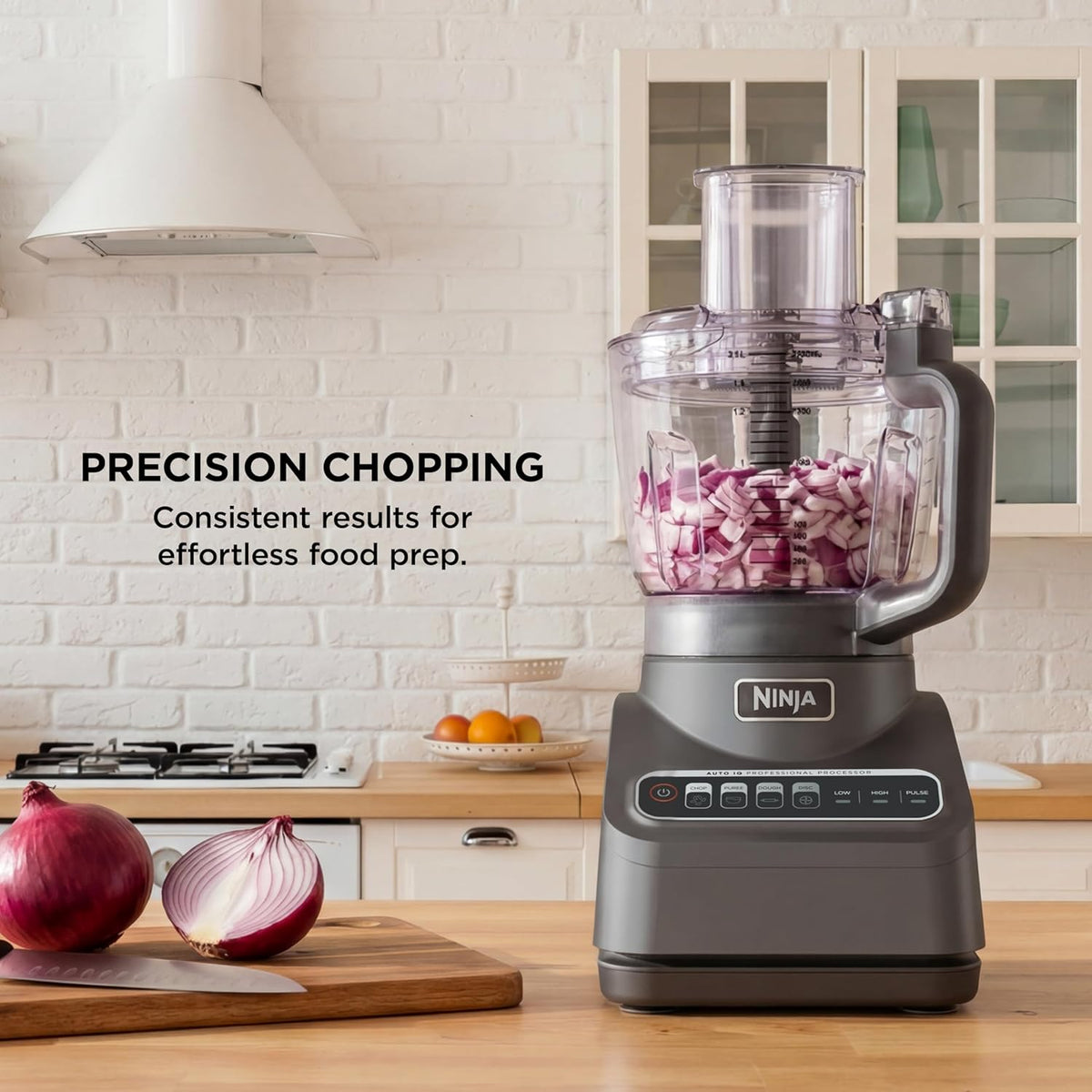 Ninja Professional Plus Food Processor, 1000PW, 9-Cup, Grey, BN601 | Auto-iQ presets chop, slice, puree & mix dough. 9-cup bowl, 3 blades, feed chute & pusher. Dishwasher-safe parts.