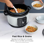 Ninja® HyperHeat™ 9-in-1 Pressure Cooker, 6.5-qt, White, PC201WH | Cooks 2X faster, Sear, Sauté, Slow Cook, Steam, Sous Vide & Yogurt, 1200W, PFAS-free, removable SimpliServe™ pot for serving