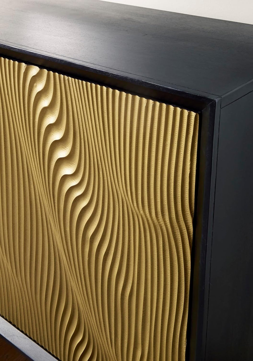 Signature Design by Ashley Tayner Contemporary Accent Cabinet with 2 Doors and 1 Shelf, Black & Metallic