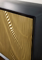 Signature Design by Ashley Tayner Contemporary Accent Cabinet with 2 Doors and 1 Shelf, Black & Metallic