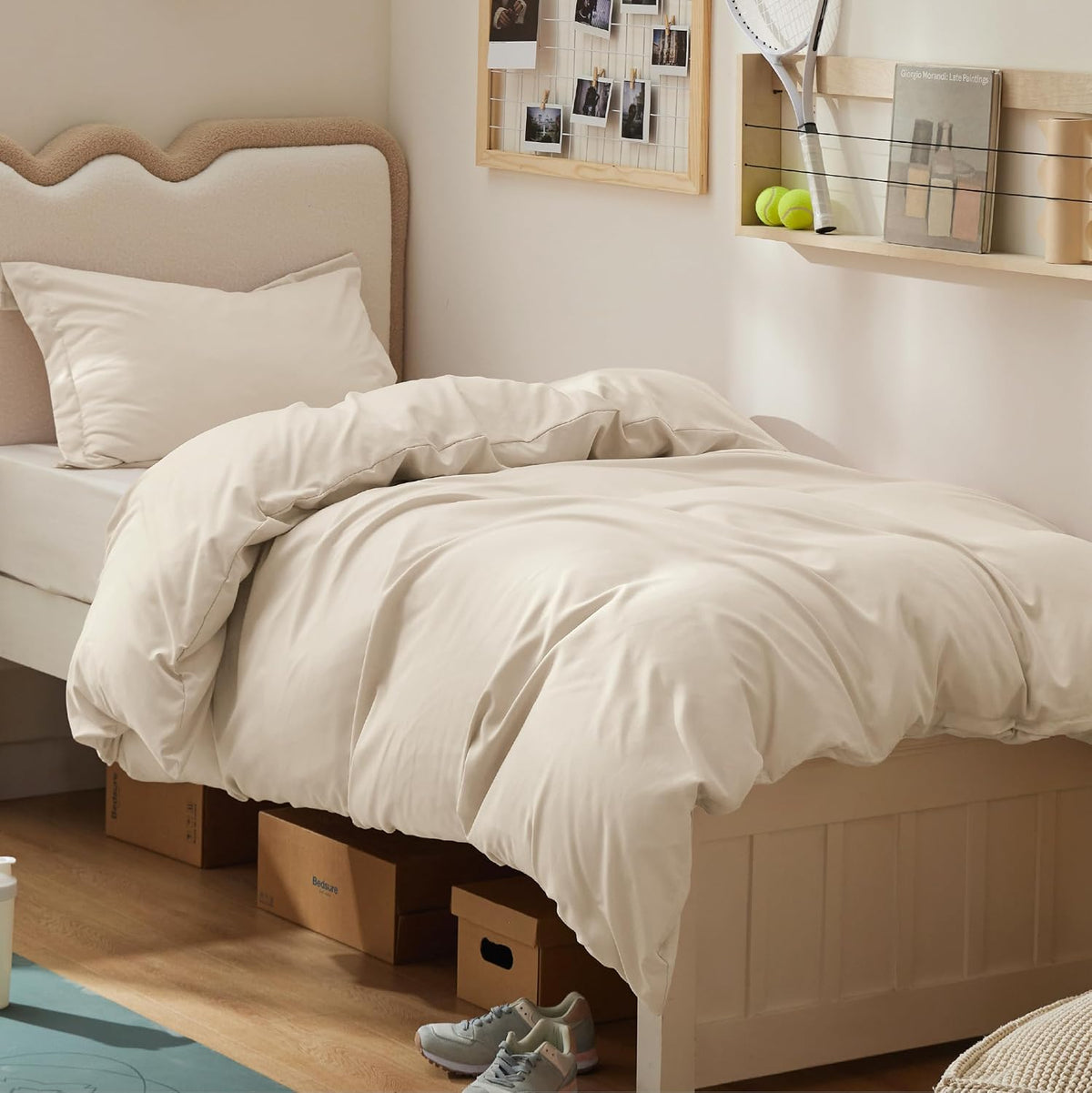 Bedsure Duvet Cover Queen Size, 3Pcs Soft Double Brushed Bedding Set, White